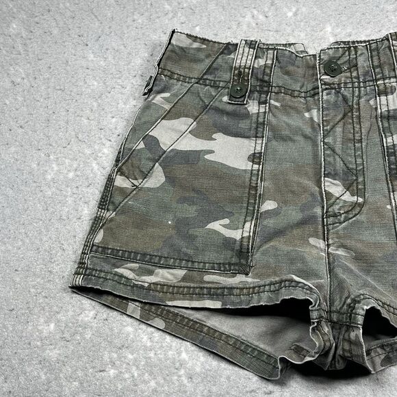 Free People High Rise Camo Shorts Size 0 In M Military Camo Pockets - Picture 4 of 13